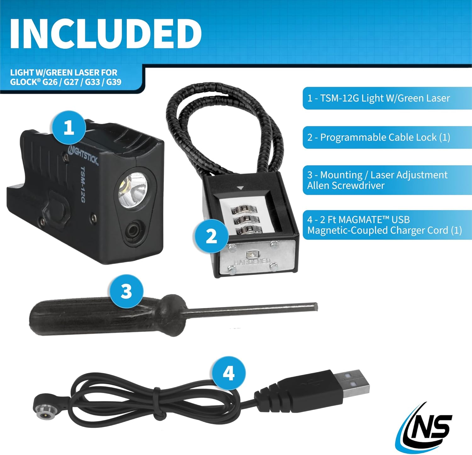 Nightstick Sub-Compact Handgun Light W/green Laser - Li-Ion - Fits Glock® G26 / G27 / G33 / G39