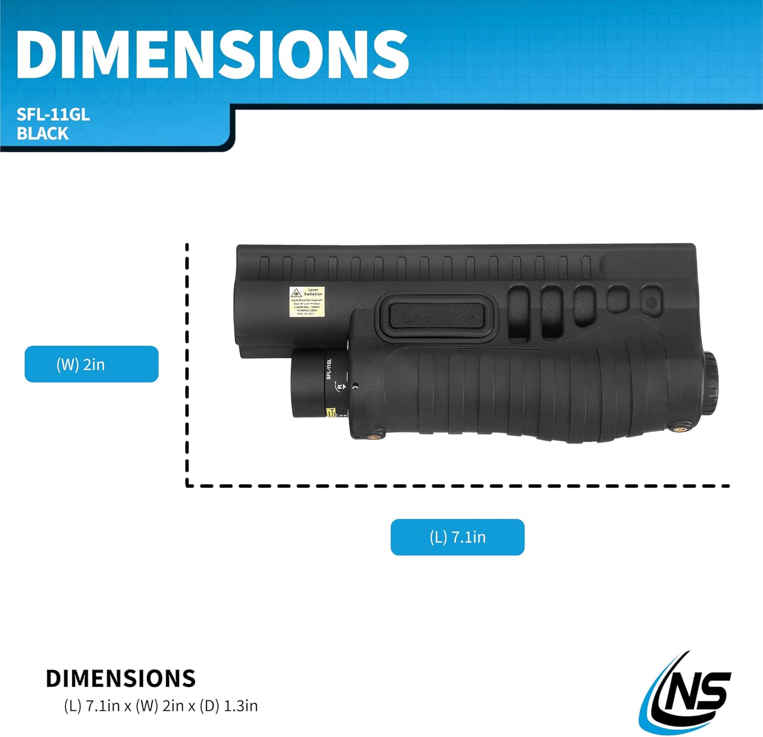 Nightstick Polymer Shotgun Forend Light W/green Laser - 12ga Mossberg® 500/590/590A1/Shockwave - 2 CR123 - Black