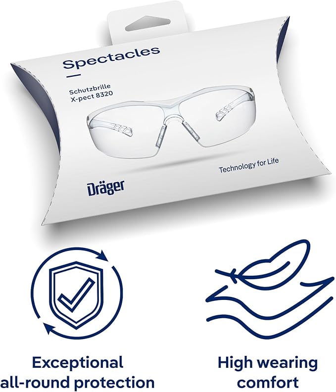 Dräger X-Pect 8320 Safety Glasses – Anti-Fog & Anti-Scratch, UV Protection