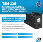 Nightstick Sub-Compact Handgun Light W/green Laser - Li-Ion - Fits Glock® G26 / G27 / G33 / G39