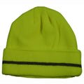 Lime Safety Beanie Hat with Reflective Stripe