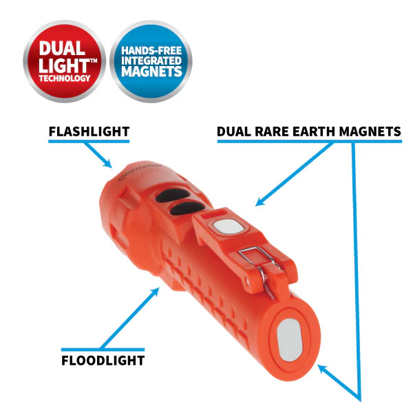 Nightstick Dual-Light Flashlight W/dual Magnets - 3 AA - Red