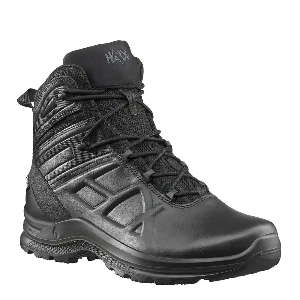 HAIX Black Eagle Tactical 2.0 GTX Mid Side Zip — Black 6 inch police boot with side zipper