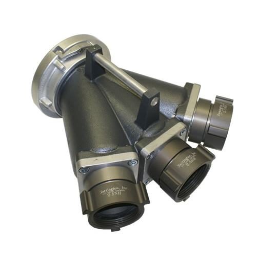 Harrington 3-Way Siamese, 5" Storz X (2) 2.5" NH Female Swivel